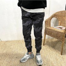 히이즈제이 남자 카모플라쥬 하이텐션 워싱 면 밴딩 조거팬츠