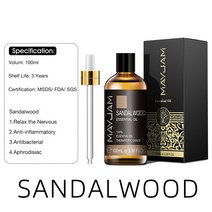 코코넛오일 마사지오일 가슴오일 바디오일100ml 순수 천연 티 트리 샌들 우드 에센셜 오일 디퓨저 플랜트, 07 Sandalwood_01 100ml