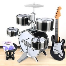 뽀뽀아가 어린이 초보 드럼 세트 조기교육 장난감 새해선물 ET0123, 블랙 기타