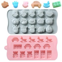 Verdental 새로운 동물 곰 모양 젤리 몰드 카 초콜릿 캔디 2 개의 실리콘 나무 말 소 케이크 팩 베이킹용 비 스틱 30 캐비티 비누 2개 보너스 드롭