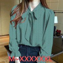 꽃소담 여자 봄가을 빅사이즈 도트 리본 블라우스 M~6XL QQA2005