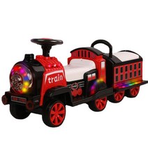 작은 기차 어린이 전기 전동차 원격 제어 아기 어린이 장난감 4륜 자동차 2인승 배터리 리모콘 조종 자동차, 단일사이즈, 레드/싱글