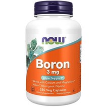 NOW 보충제 붕소 3mg (붕소 글리신) 구조 지원＊ 식물성 캡슐 250개, 100 Count [Pack of 1]