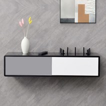 셋탑박스거치대 찬넬선반 벽걸이 거실 라우터 공유기정리함 스토리지 랙, A. 70cm 프레스티지 블랙-그레이 화이트