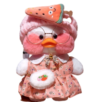 PKTOYS DIY 큐티 오리인형 크로스백 뽀글이 토이 캐릭터 빵빵덕 오리 인형 숄더백 크리스마스 명절 선물, 어깨 가방 수박 헤어 벨트 파우더 스커트, 흰 오리 어깨 가방