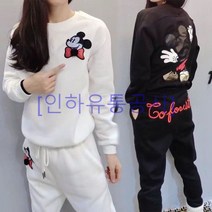 [예니브]봄가을 미키 기모 오버핏 맨투맨 트레이닝 운동복세트