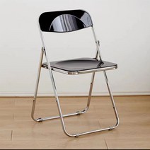 망홍 ins 투명 접이식 의자 옷가게 사진 의자 밀크티 카페 심플한 의자 아크릴 의자, 은테-블랙, 1개