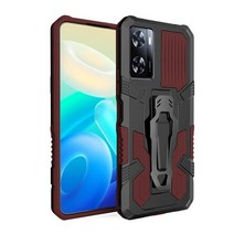 휴대폰 액세서리 KEYSION 충격방지 갑옷 케이스 OPPO A77 5G A57 4G A77S 실리콘 + PC 스탠드 뒷면 클립 전, 02 Brown_07 for Narzo 50 5G