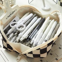 트루픽 [집게증정이벤트/정품] 손잡이 캔버스 블랙 체커보드 필통 다용도 파우치 신학기 문구 대용량 수납, B타입 [집게 x]