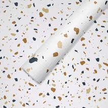 쿠셔니 벽지 폭 70cm 붙이는 스티커 접착식 단열 실크벽지, 테라조(줄무늬)