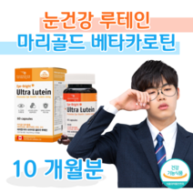 루테인 캐나다 베타카로틴 비타민 A 눈 건강 도움 영양제 식 약 처 인정 마리골드 꽃 홈쇼핑 프리미엄 골드 추천 영양제 성분 효능 가격 비교 에 좋은 공시생 수험생 영양제, 10달치, 500mg x 60캡슐 (하루 1캡슐)