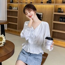 Happy shopping 여성 여름 가을 캐주얼 도트 땡땡이 블라우스