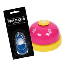 딩동펫 반려동물 벨 + 클리커, 벨(핑크), 클리커(블루), 1세트