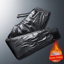 구스패딩바지 우모복 우모바지 방한바지 남자 겨울 야외 다운 바지 남자 반짝이 블랙 다용도 방풍 따뜻한 바지 오리 다운 두꺼운 방수 바지