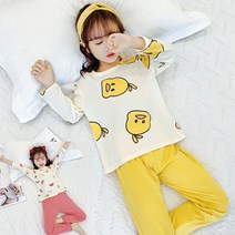 RB-02 여아 보들 캐릭터 실내복 상 하의 SET 긴팔 긴바지 오리 자몽 잠옷 세트