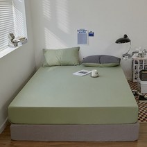 잠만보침대 고등학생침대 오피스텔 좁은방 솔리드 컬러 피부 친화적 코튼 핏 시트 탄성 밴드 침대 싱글 더, 08 shen hui mo cha
