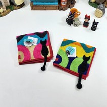 라무리즈 아츠코 마타노 고양이 캐릭터 미니 세수 면 선물하기 좋은 타월 손수건(레스토랑), 옐로