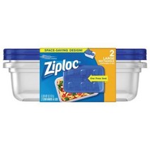 Ziploc 보관 용기 대형 직사각형 2팩 원 프레스 씰 2.2L(2.25쿼트)