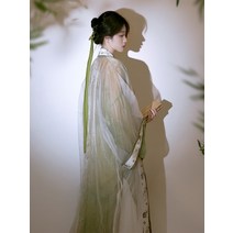 예쁜 개량 생활 계량 한복 Inkalei 잉크 대나무 여성 노래 만든 4 피스 녹색 허리 길이 스커트 슈퍼 요정 우아한 여름