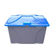 분리수거함O형(HDPE) 종이의류함 택배보관함 450L, 파란뚜껑+회색몸체