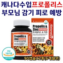 캐나다 직수입 프로폴리스 천연 부모님 성장기 영양제 환절기 감기 목 피로 예방 항산화 활력 면역기능 염증에좋은 플라보노이드 효능 효과 우리가족 청소년 수험생 90캡슐X2통