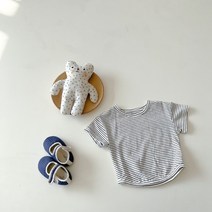 신생아옷 아기옷 여름 신생아 그릴 남아 슬링 데님 코튼 베어 야외 의류 바디 수트 스트라이프 탑 티 티셔츠