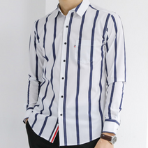 월드 플라워 구김방지 스트라이프 탐 스판셔츠 남자 정장와이셔츠 남방