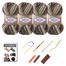 마마니트 맥시 목도리털실 4p DIY 세트, 7804 카키혼합, 1세트