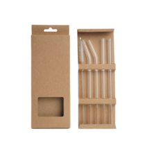 구인하인 유리빨대 직선 2p + 곡선 2p + 세척솔 세트, 6세트