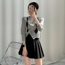 티데일리 여성용 디토 언발 아가일 가디건