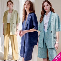 르오트 2SET 세라 하프슬리브 린넨자켓+팬츠 2종세트