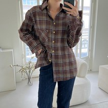 퍼니걸스 5529 데일리 체크 카라 셔츠 남방 여성의류