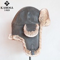 트루퍼햇 겨울 방한 스키 썰매 캠핑 귀도리 군밤모자, 블랙 레더/브라운 플러시 M(56-58cm)