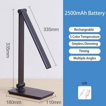 충전기 LED 전자시계 거울 스탠드 USB 무선 충전 테이블 램프 책상 독서등 침대 옆 야간 조명 대학 기숙사 독서등, Rechargeable2