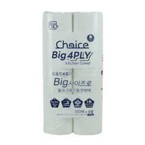 초이세 천연펄프 100% 화이트 Big 4겹 대용량 키친타월 150매 8롤 1팩
