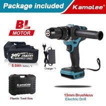 브러시리스 전기 임팩트 핸드 드릴 리튬 배터리 충전 무선 스크루 드라이버, 2 Bat Handle Plastic