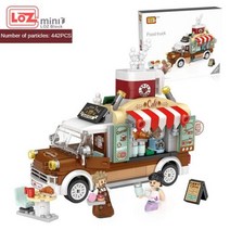 LOZ 미니 블록 시티 시리즈 스트리트 뷰 491 피스 푸드 트럭 과일 아이스크림 가게 학습 조립 완구 1739, with box, JM20-LOZ-1740