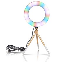 반영구조명 쇼핑몰찰영조명 더블라인 유튜브 네일샵 자연광 6 인치 셀카 rgb led 링 라이트 3000-6500k 라이브 스트림메이크업youtube사진비디오 녹화용 삼각대, 황금 삼각대