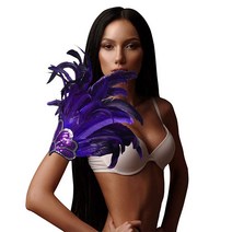 HOMELEX 여성용 블랙 깃털 머리띠 카니발 헤드피스 미인 대회 1920년대 플래퍼 (카키-2), Purple-1