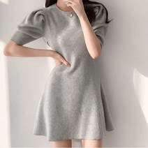 [예쁨시전] 라운드 슬림핏 가죽 벌룬핏 A라인 원피스