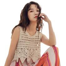 여자 휴가 해변 크로 셰 뜨개질 슬립 벨스 크롭 탑 중공 아웃 니트 격자 무늬 꽃 미니 조끼 불규칙한 잎 밑단 덮개