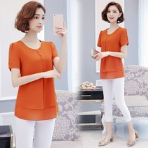 40대 50대 중년여성 쉬폰 반팔 블라우스 미시 11E451 11E451