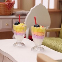 미니 밀크 쉐이크 아이스크림 레몬 우유 과일 차 물 컵 딸기 바나나 미니어처 인형의 집 액세서리 주방 완구, As pictures 6