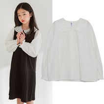 릴리 여아 아동 주니어 레이스 카라 블라우스 (초등학생 - 중학생)
