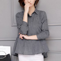 넷투넷코리아 여성 셔츠 루즈핏 스트라이프 캐주얼 남방 오피스룩