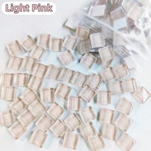 300g/10.58oz (약. 300pcs) 유리 모자이크 타일 1cm/0.39in 사각형 공예 DIY 만들기 재료 0.4mm/0.15in 두께, 300g-10.58oz, Light Pink