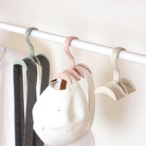 파스텔 옷장속 행거에거는 회전 핸드백 가방걸이 3개 공간절약 주방도구 락카용 원룸, 핑크