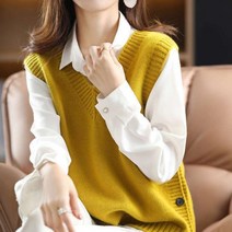 부들부들 브이넥 버튼니트조끼 여성 가을 니트 버튼 조끼