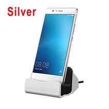 고속 충전기 무선 USB 데스크탑 충전기 도킹 스테이션 iPhone 7 8 SE Xiaomi 11 참고 10 9 T A2 A3 Lite Re, 02 Silver_02 For Micro USB