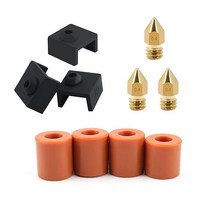 Ender 3 스프링 블루 히트베드 실리콘 레벨링 기둥 마운트 및 Mk8 Makerbot 압출기 노즐 0.4mm 프린트 헤드 및 MK7/MK8/MK9 히터 블록 커버 실리콘 양말, Orange